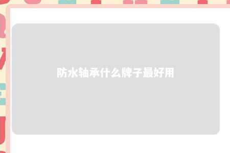 防水轴承什么牌子最好用 